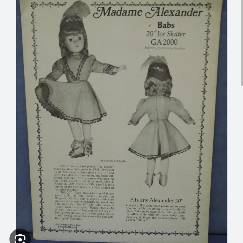 Madame Alexander Babs Ice Skater Doll Dress Bloomers, Hat - Picture 2 of 12